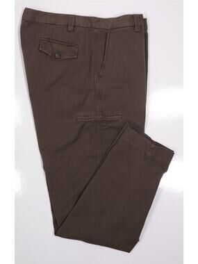 JW Brine Brown Flat Front Slim Fit Cotton Cargo Chino Pants Italy 36 x 31